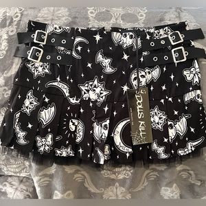 Dolls Kill mini skirt tulle goth punk emo scene rock rave coffin heart moon